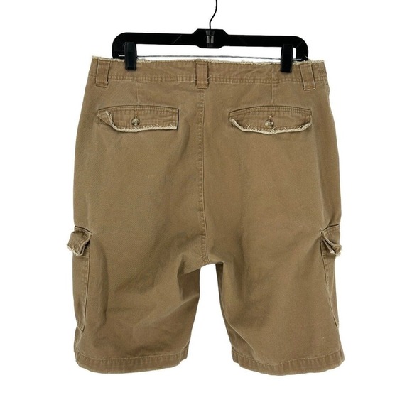 Mens FINISH LINE ATHLETICS 365 KHAKI SHORTS Cargo Frayed Detail Size 34 - Picture 13 of 16